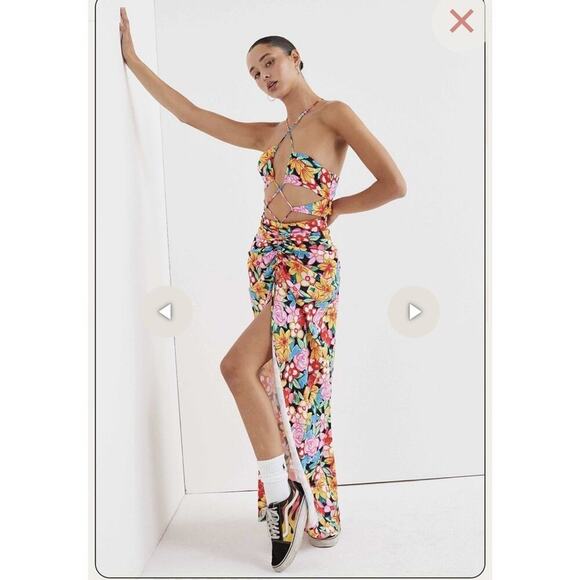 For Love And Lemons Dresses & Skirts - For Love And Lemons Satin Mallory Maxi Dress Cut-Out Multicolor Size Small